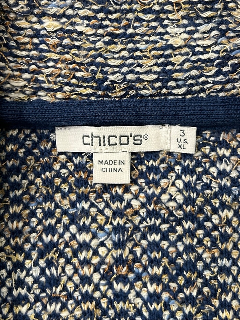 Chico’s Tweed Double-Breasted Blazer Blue XL - Picture 5 of 9